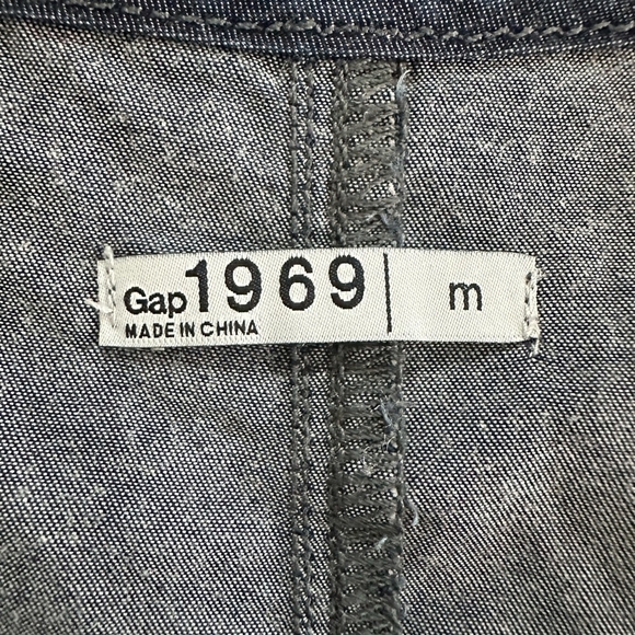 Women’s Dress GAP Denim Shift Dress Blue Front Pockets Roll Tab Shoulder Dress - Picture 11 of 12